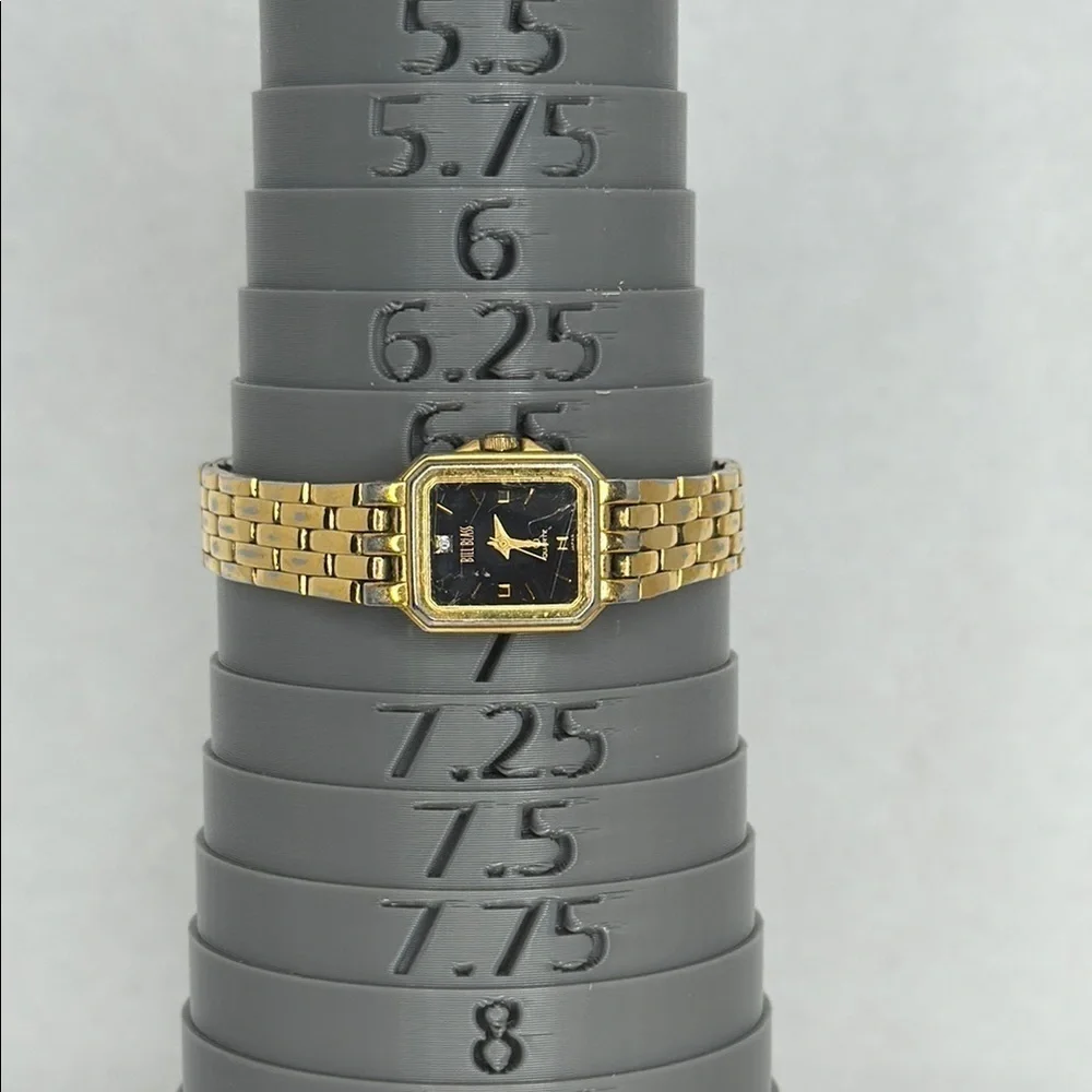 Vintage Bill Blass Gold, Diamond, and Black Luxury Watch Untested Flaws lot W5